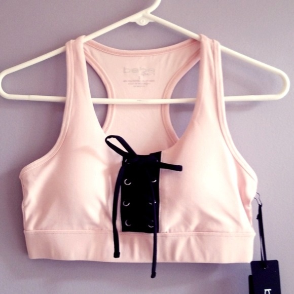 Bebe Intimates Sleepwear Bebe Blush Pink Laceup Sports Bra Nwt Poshmark